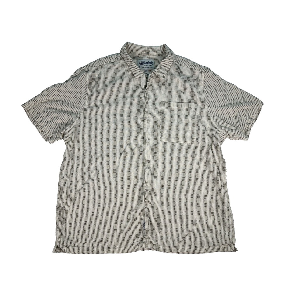 The Stronghold Men's 2XL Short Sleeve Button Up Shirt Tan Textured Cotton
